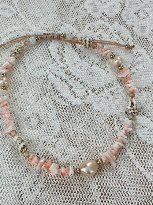 Coral Anklet ☆ Sunset Pearl