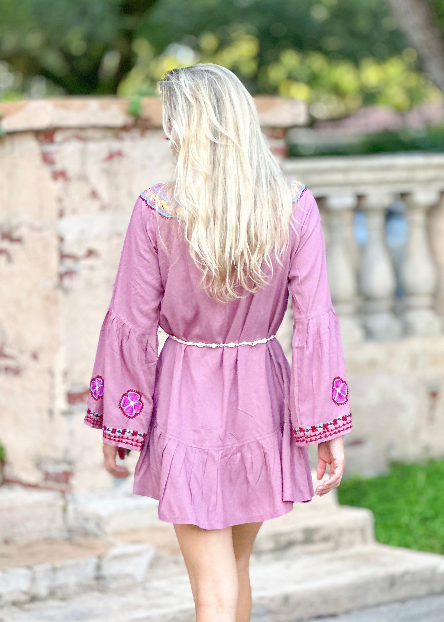 Sedona Embroidered Tunic Dress ☆ Wine