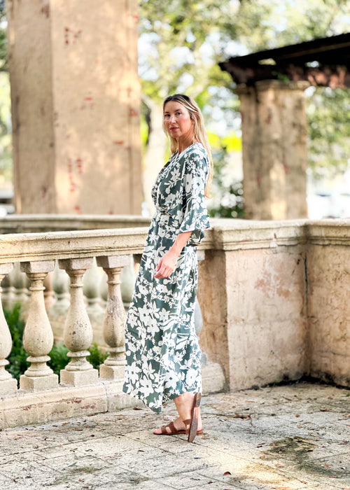 Sorrento Kaftan Dress - Forest Flower