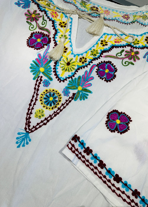 Sedona Embroidered Tunic Dress ☆ White