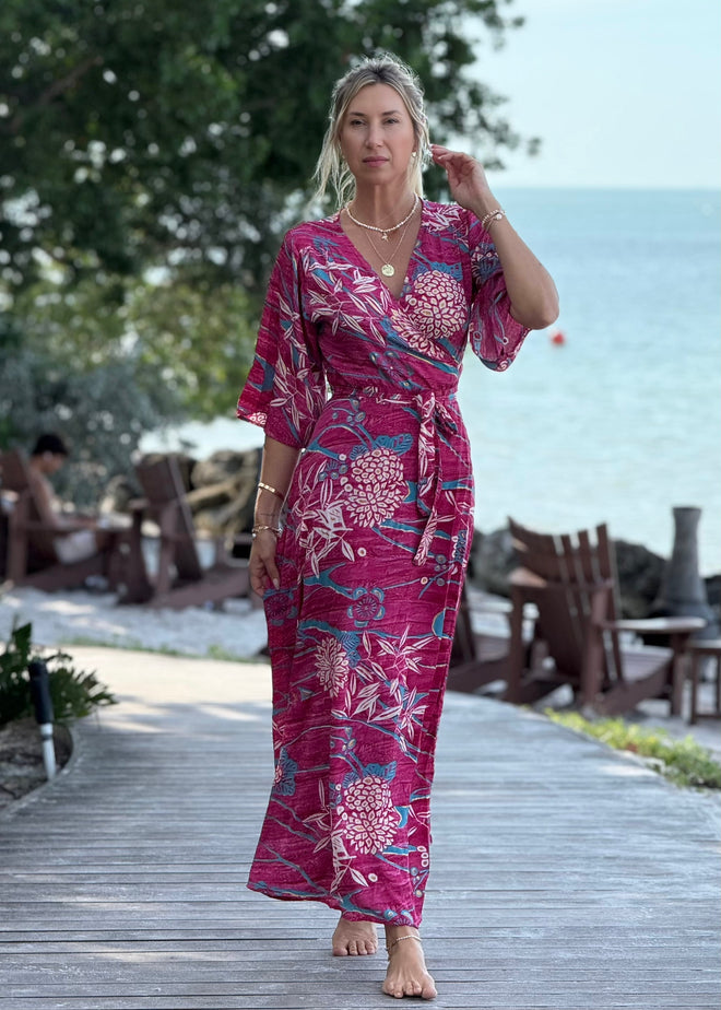 Sendai Wrap Dress - Seaside Sangria