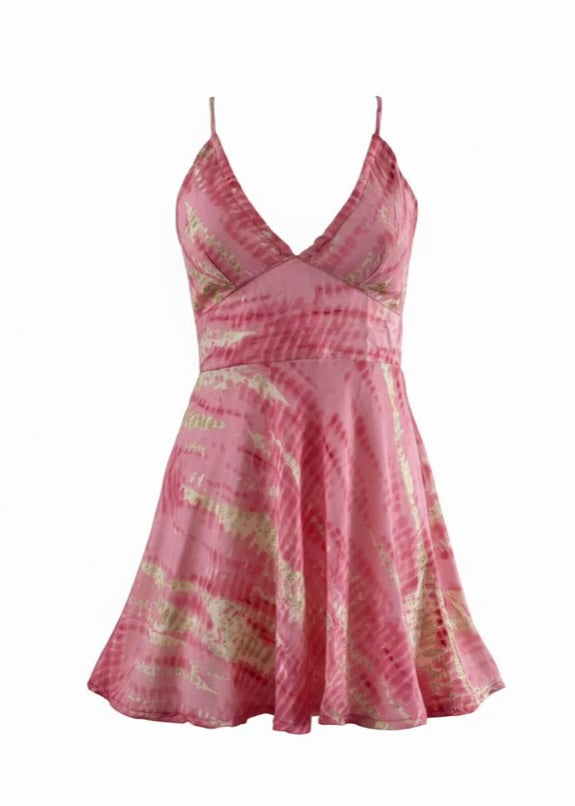 Pink tie-dye dress on a white background