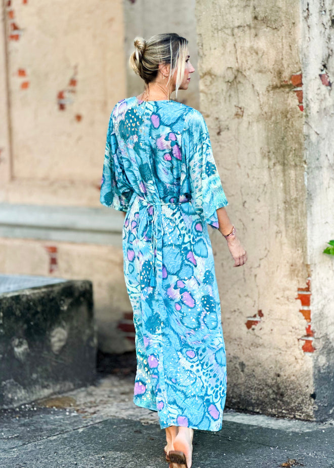 Sorrento Kaftan Dress - Marine Mystique