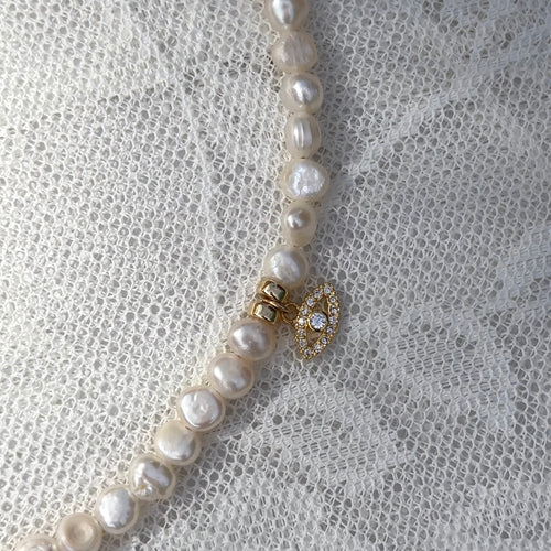 Ocean Whisper Pearl Necklace ☆  Evil Eye