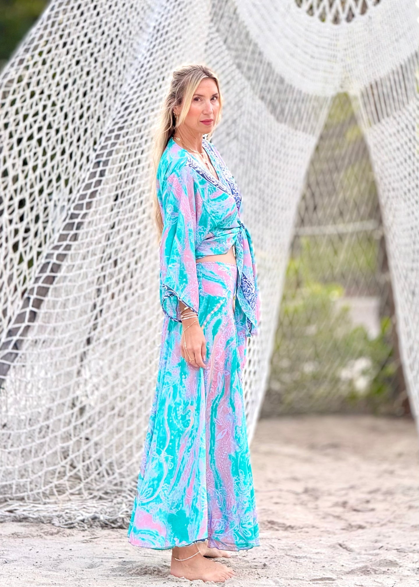 Willow Silk Kimono Pant Set