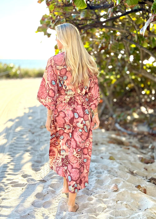 Sorrento Kaftan Dress - Coral Mystique