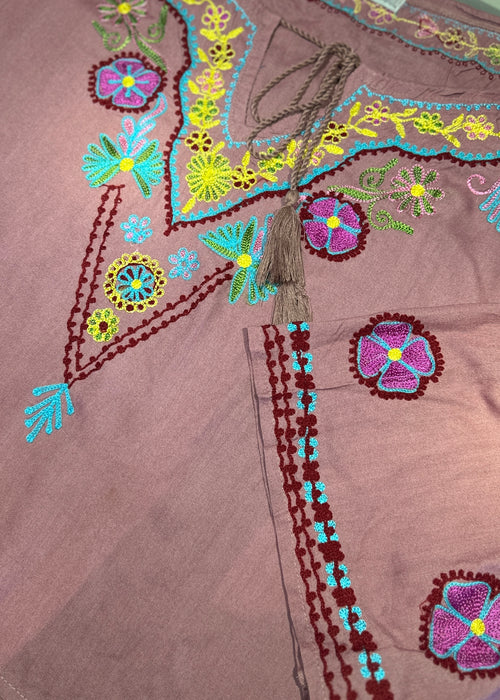 Sedona Embroidered Tunic Dress ☆ Wine