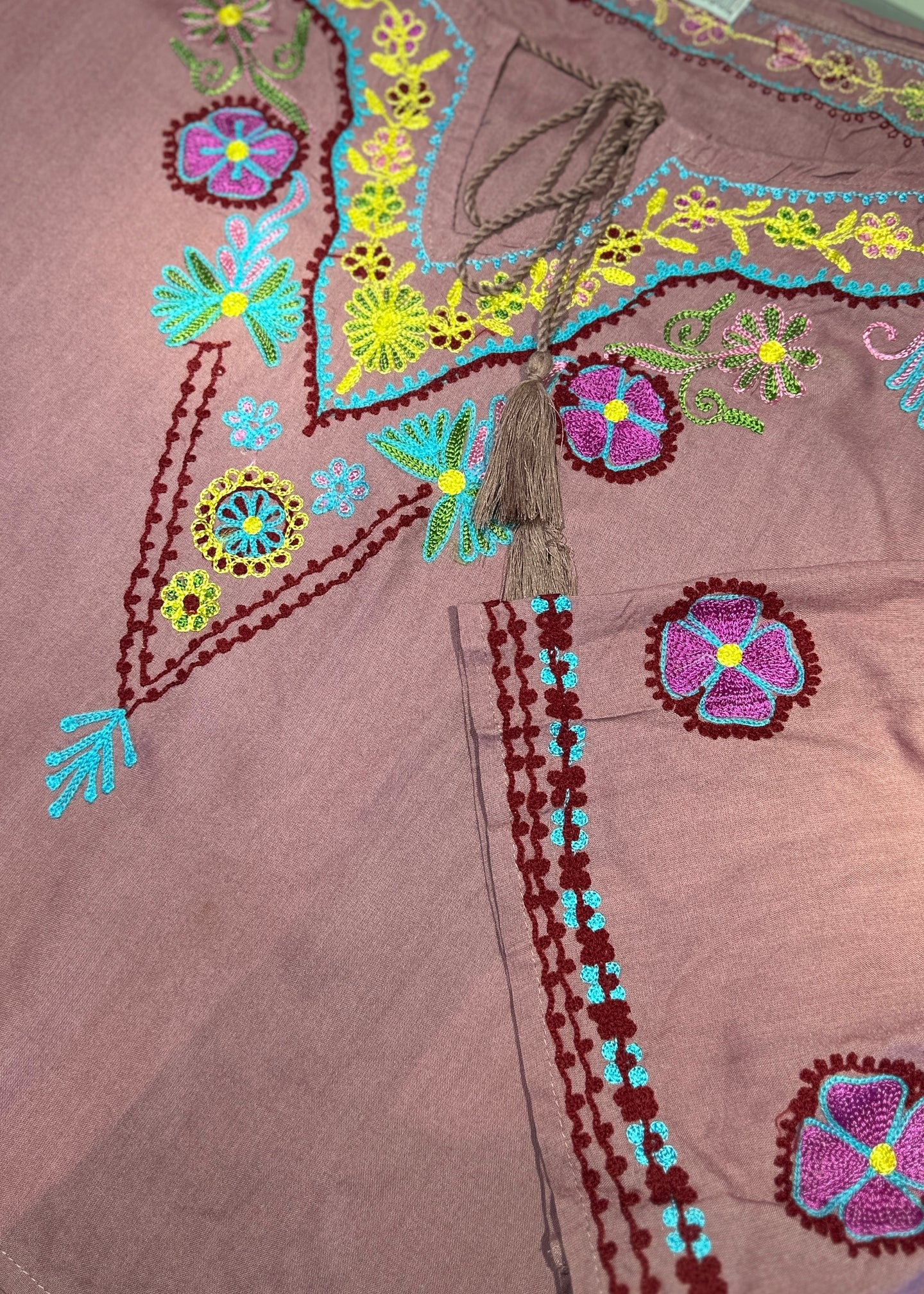 Sedona Embroidered Tunic Dress ☆ Wine