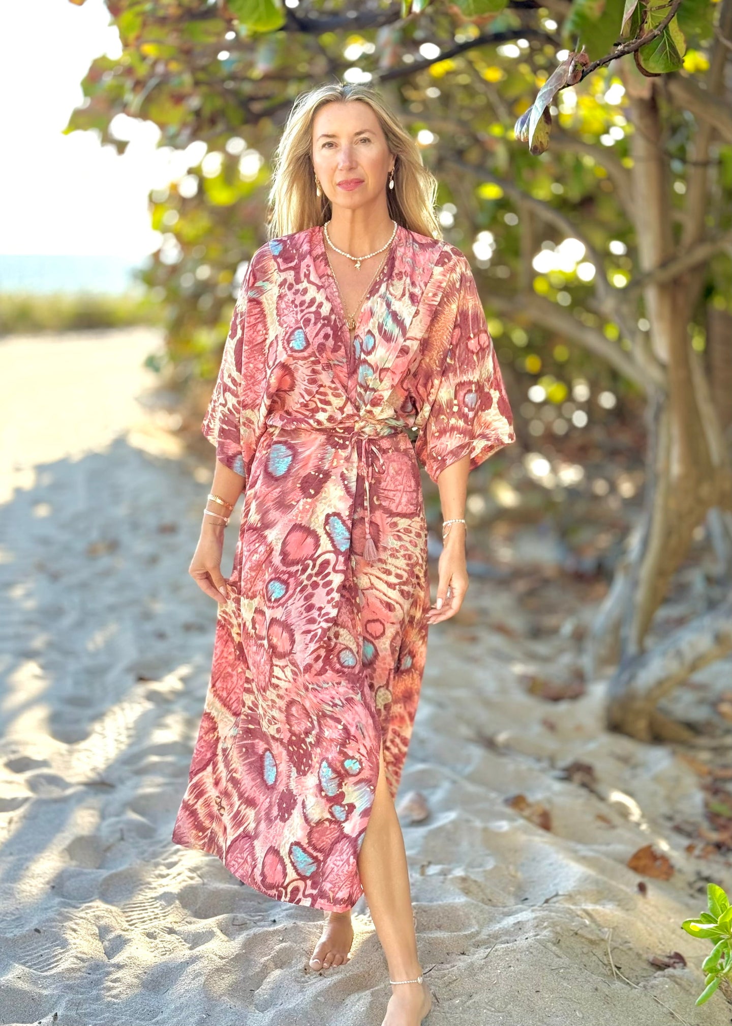 Sorrento Kaftan Dress - Coral Mystique