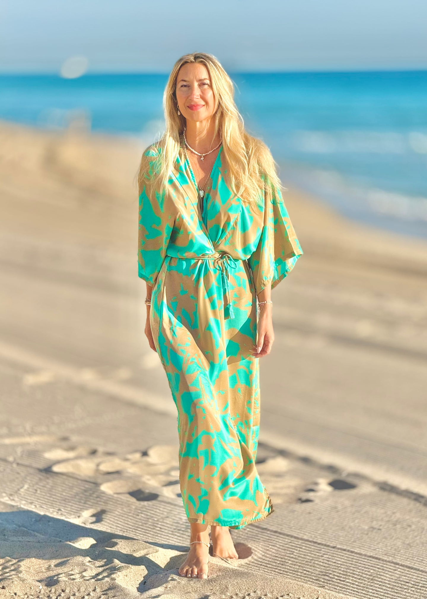 Sorrento Kaftan Dress - Caribbean Island