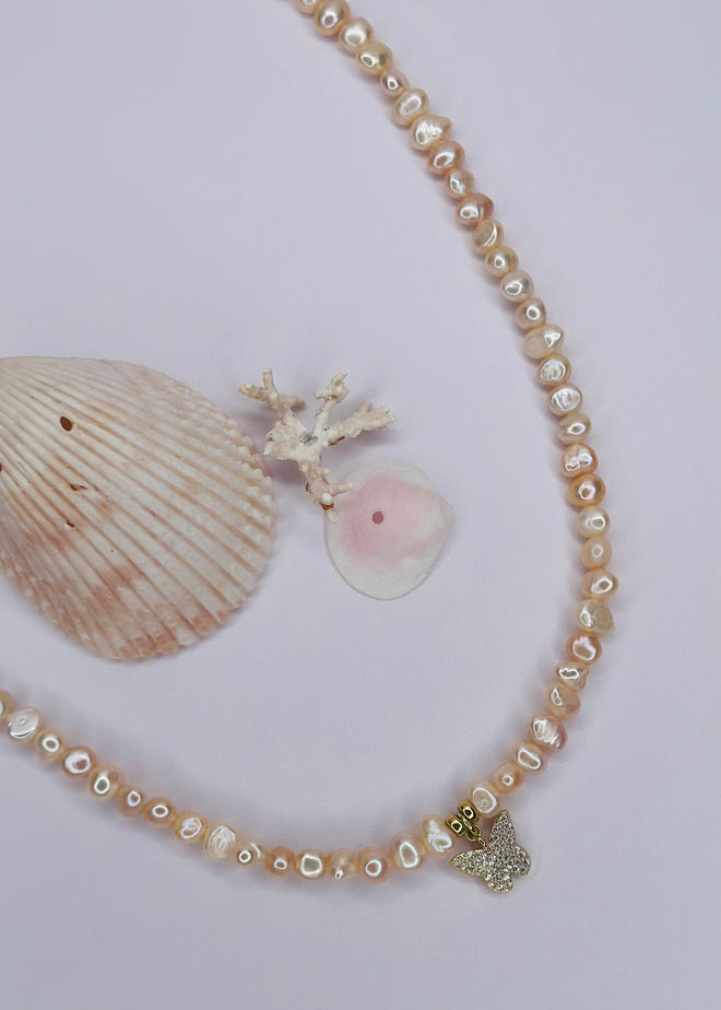 Ocean Whisper Pearl Necklace - Butterfly