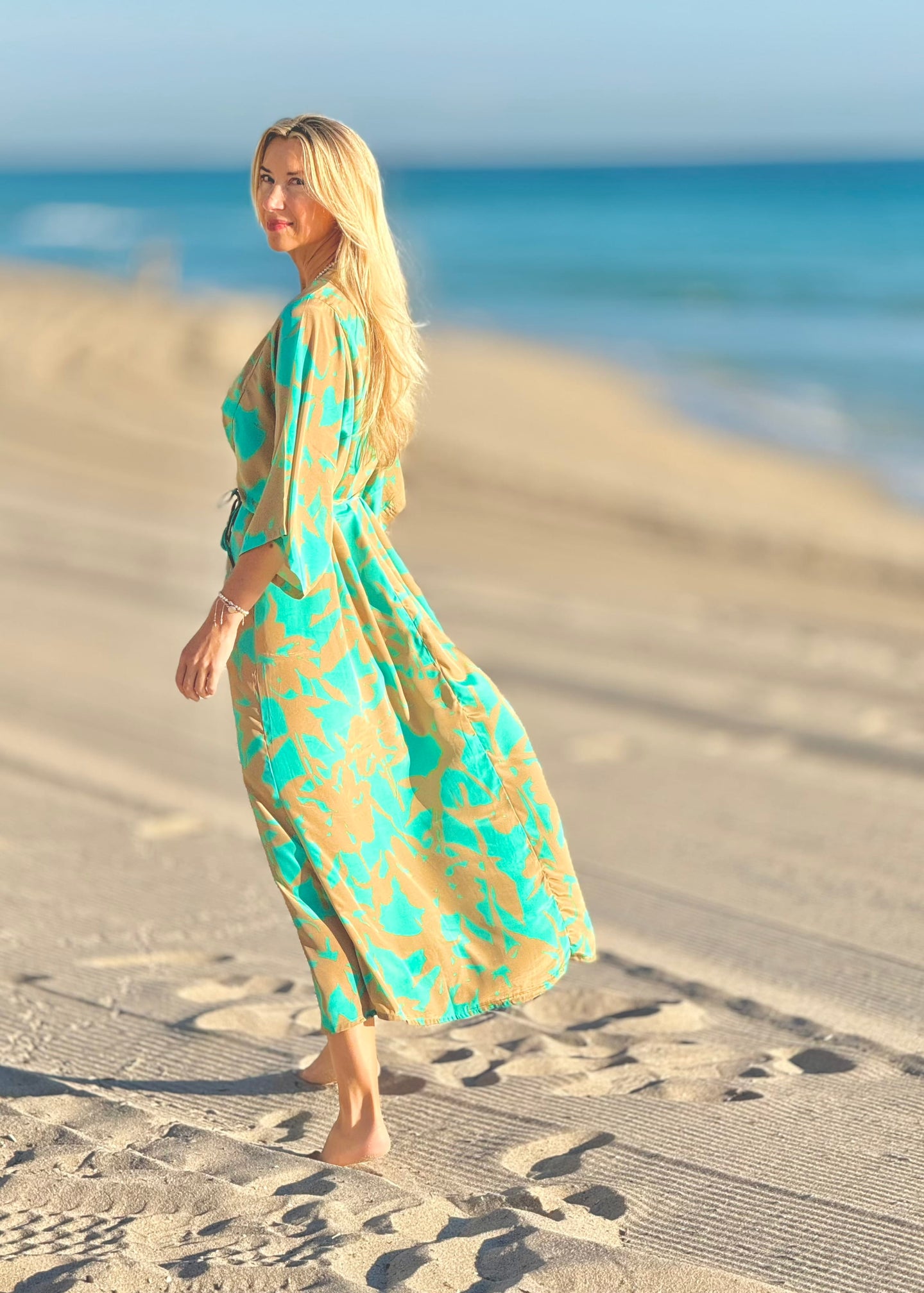 Sorrento Kaftan Dress - Caribbean Island