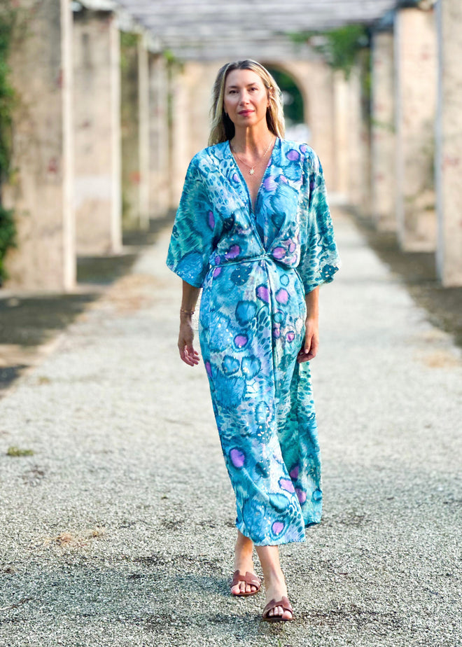 Sorrento Kaftan Dress - Marine Mystique