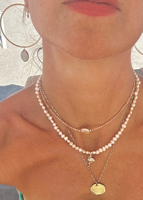 Ocean Whisper Pearl Necklace ☆ Flamingo