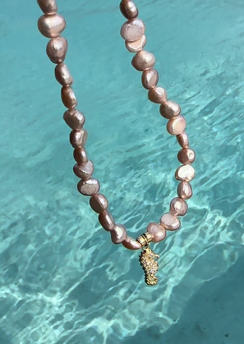 Ocean Pearl Necklace ☆ Seahorse/Lavender Lagoon