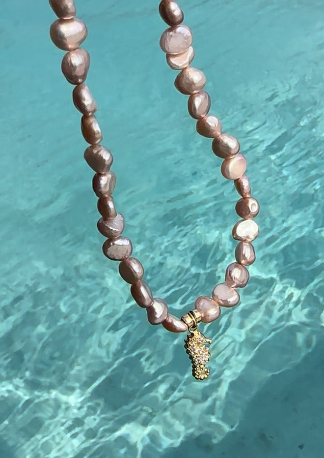 Ocean Pearl Necklace ☆ Seahorse/Lavender Lagoon