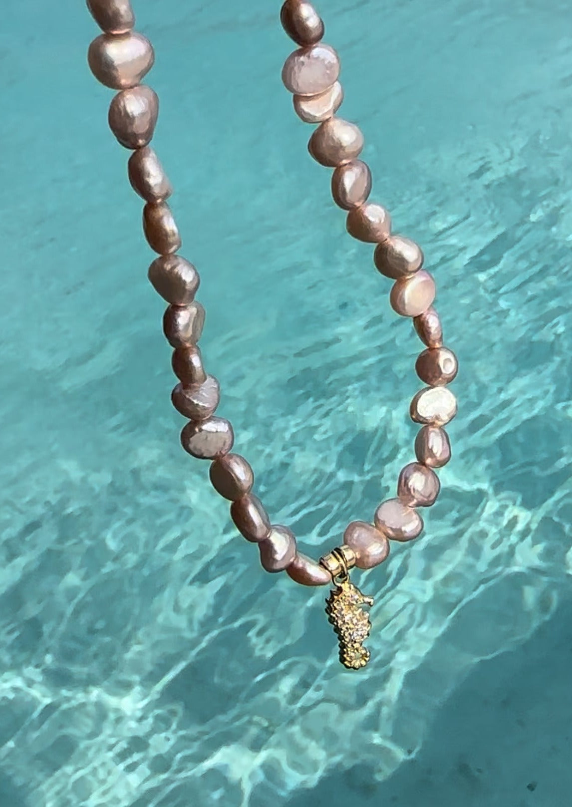 Ocean Pearl Necklace - Seahorse/Lavender Lagoon