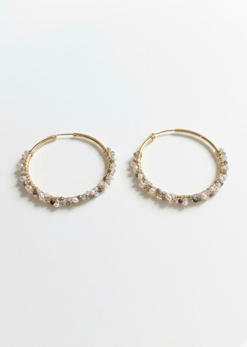 Sunseeker Hoops Tourmaline + Pearls
