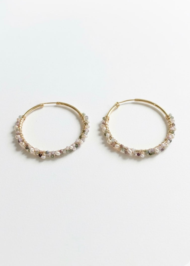 Sunseeker Hoops Tourmaline + Pearls