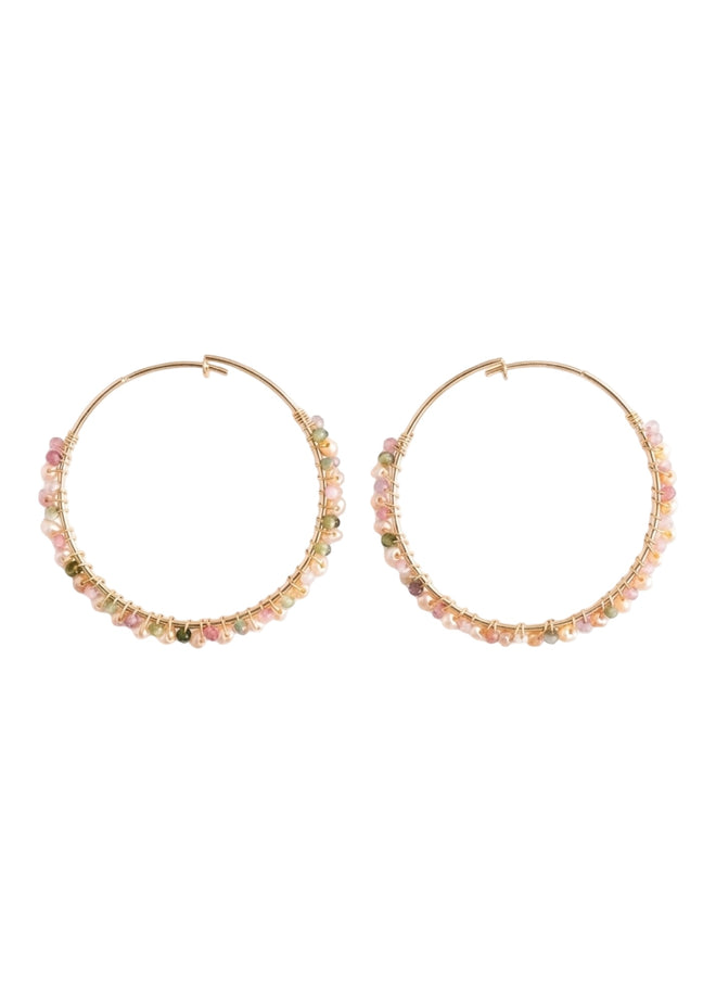 Sunseeker Hoops Tourmaline + Pearls
