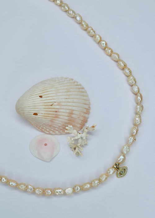 Ocean Whisper Pearl Necklace ☆  Evil Eye