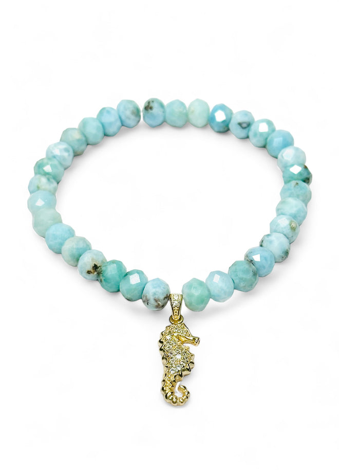 Seaside Bracelet Stack - Seahorse/Larimar