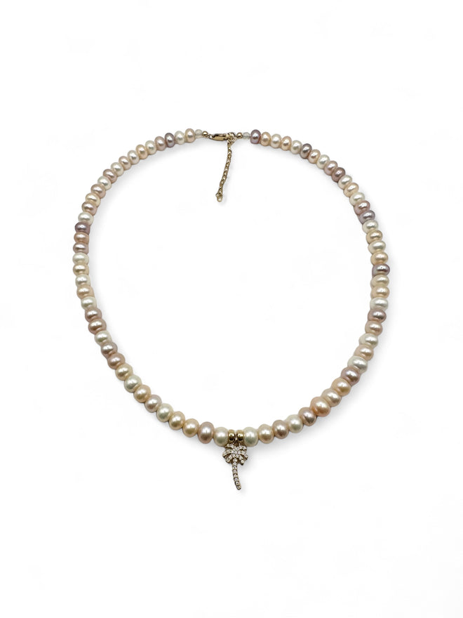 Beach Pearl Necklace - Palm Tree