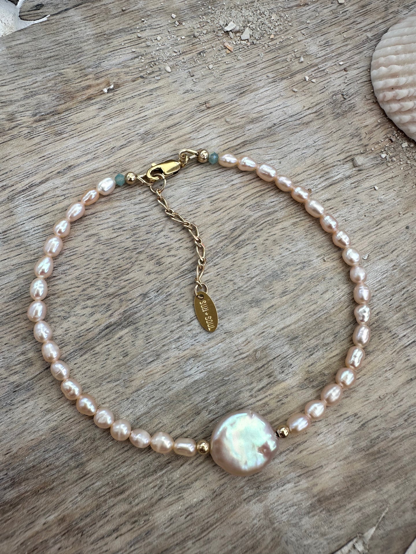 Sky Pearl Anklet - Blush Tide