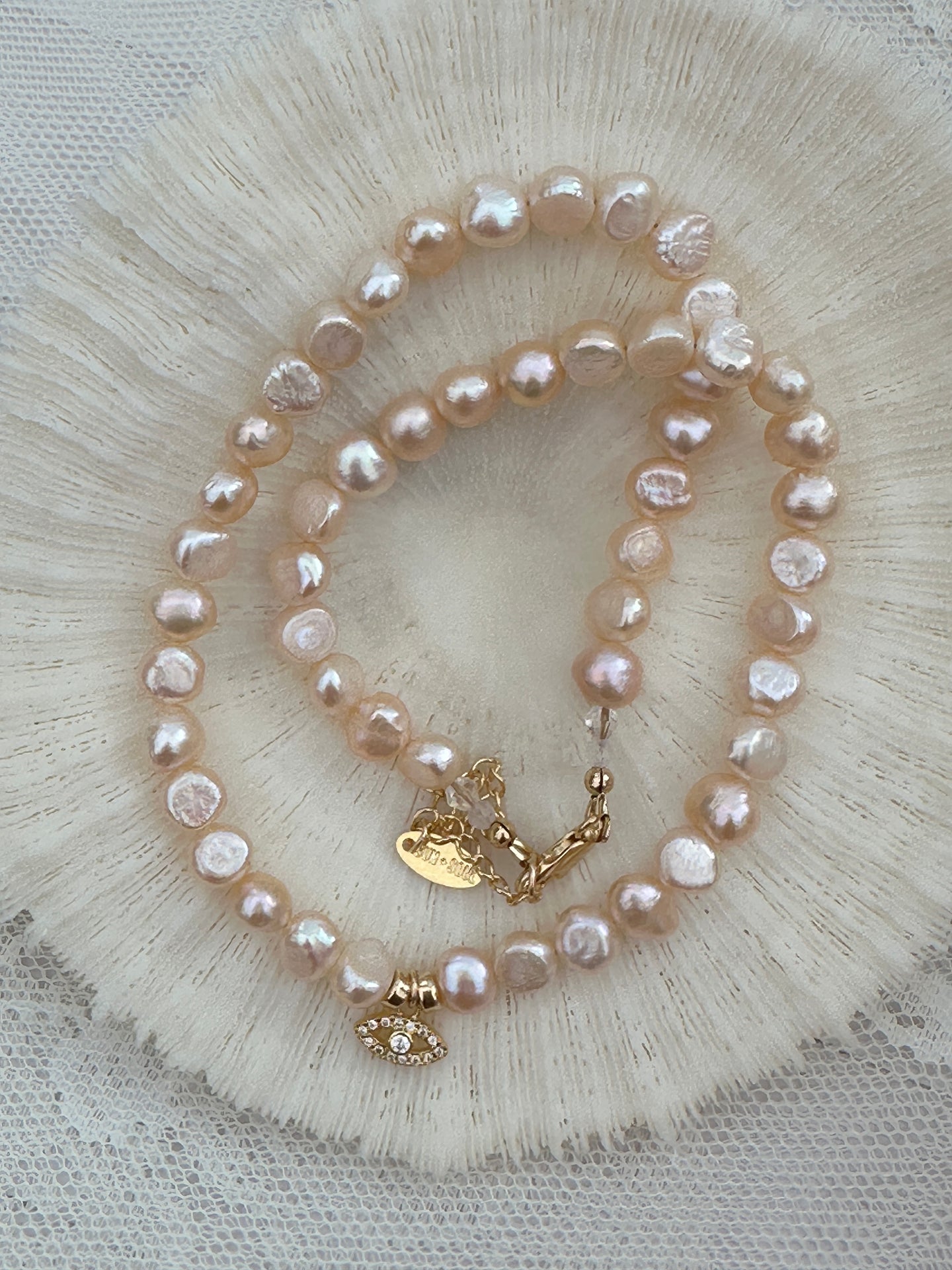 Ocean Whisper Pearl Necklace ☆  Evil Eye