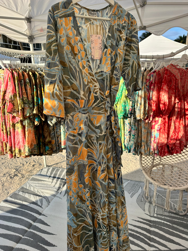 Sendai Wrap Dress - Tropical Glow