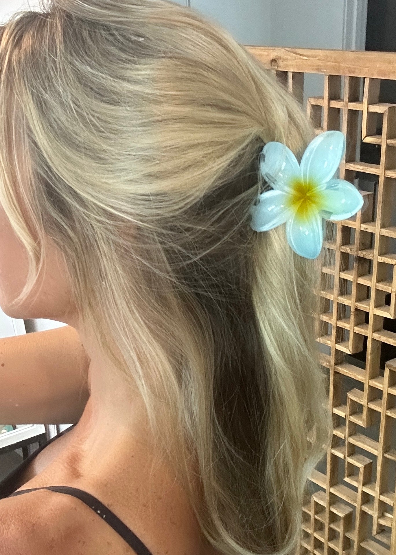 Plumeria Hair Clip - Blue Lagoon