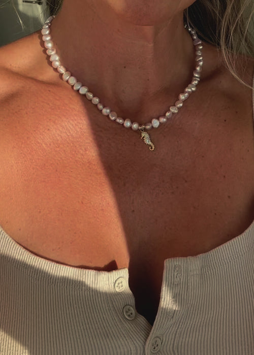 Ocean Pearl Necklace ☆ Seahorse/Lavender Lagoon