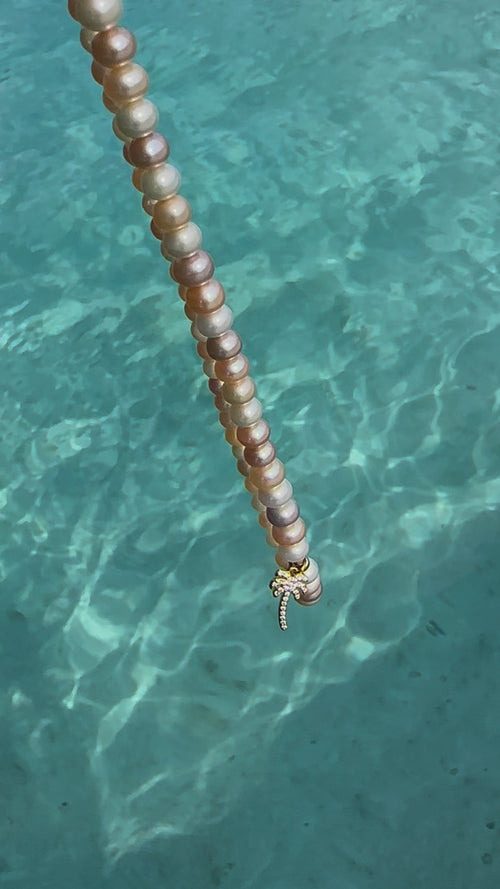 Ocean Pearl Necklace - Palm Tree/Coastal