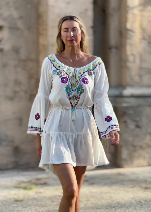 Sedona Embroidered Tunic Dress ☆ White