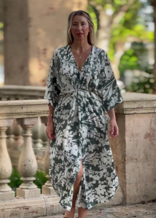 Sorrento Kaftan Dress - Forest Flower