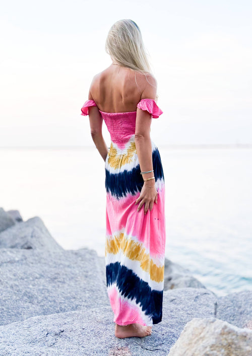 Santorini Ruched Tie Dye Dress ☆ Sorbet
